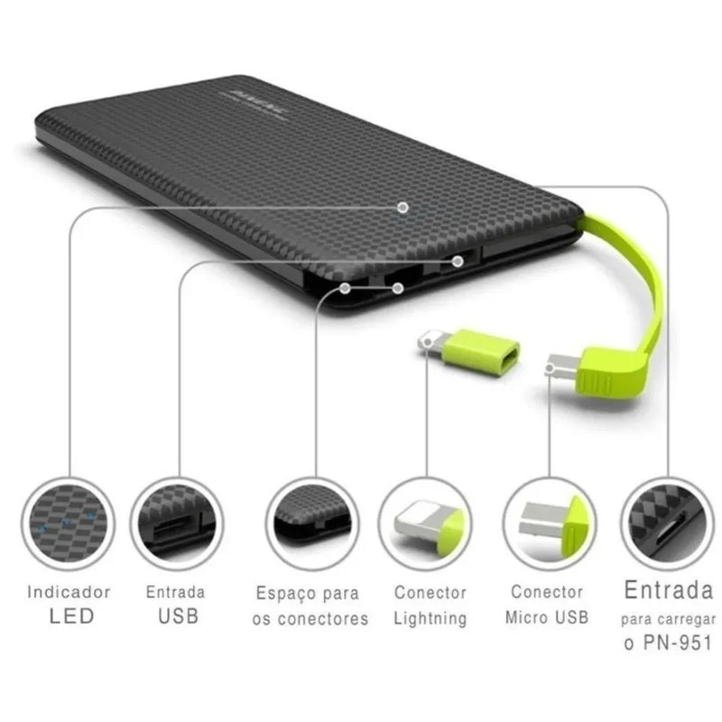 Carregador Portátil Celular 10000mah Bateria Externa Pineng